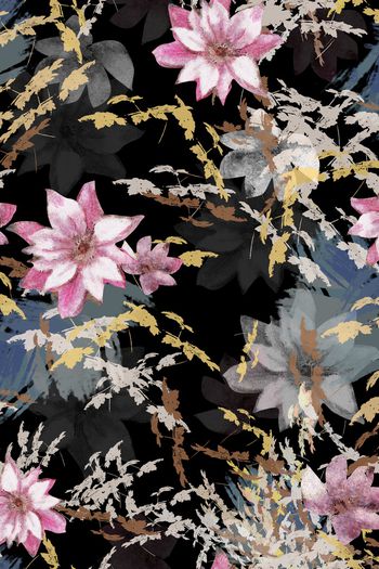 抽象花卉印花华亿平台图片