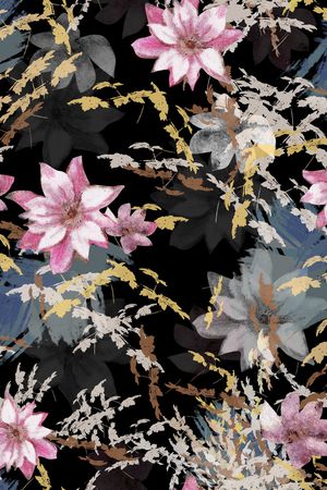 抽象花卉印花华亿平台图片