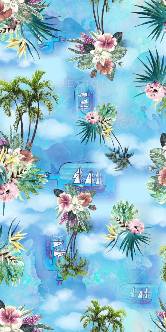 椰子树印花华亿平台图片