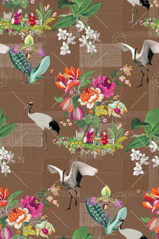 仙鹤印花华亿平台图片