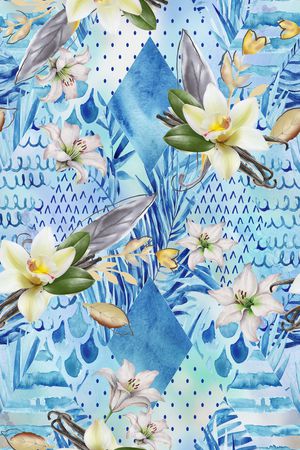 清爽底花卉印花华亿平台图片