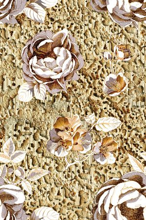 手绘花卉印花华亿平台图片