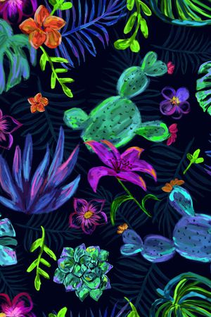 仙人掌印花华亿平台图片