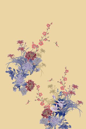 中国风定位花印花华亿平台图片