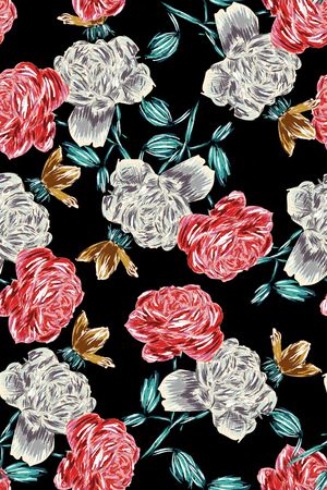 玫瑰花印花华亿平台图片