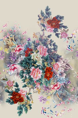 中国风定位花印花华亿平台图片