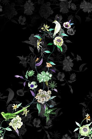 手绘花卉印花华亿平台图片