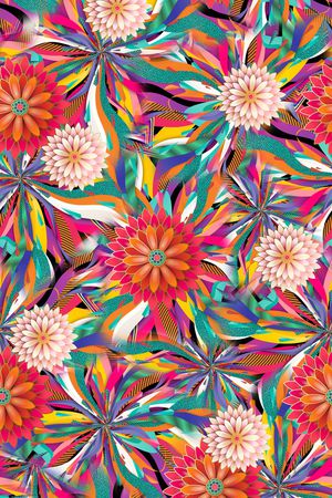 抽象花卉印花华亿平台图片