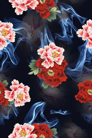 牡丹印花华亿平台图片