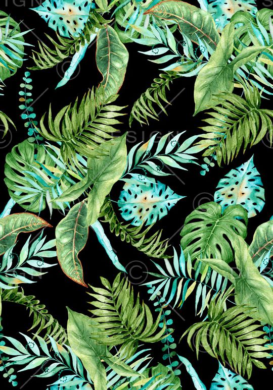 黑底花卉印花华亿平台图片