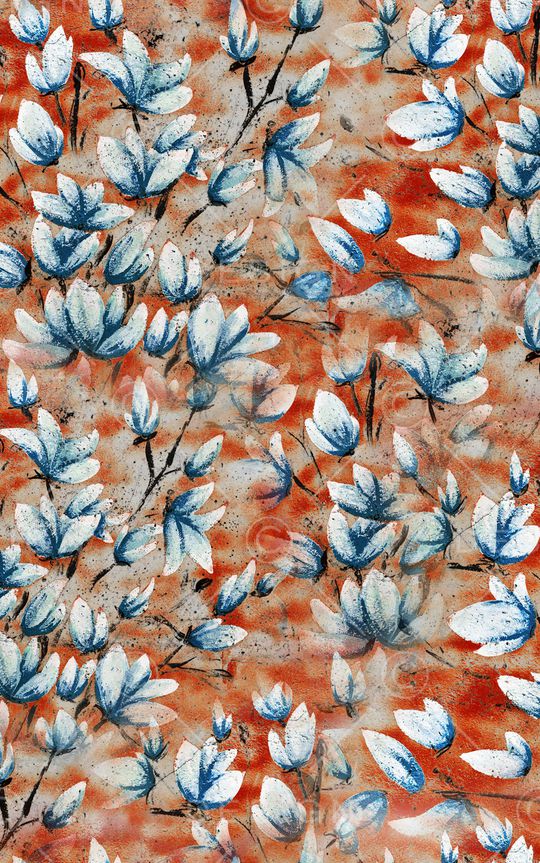 手绘花卉印花华亿平台图片