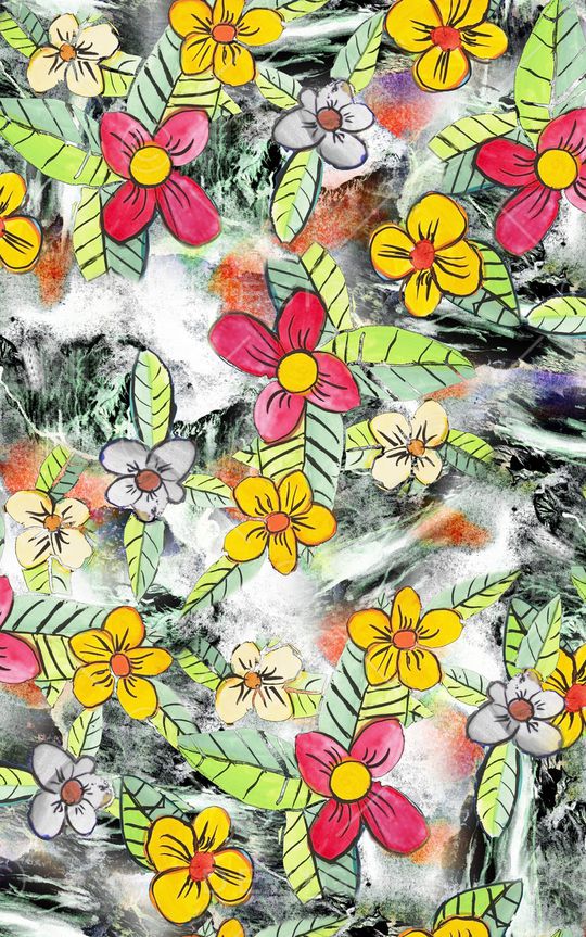 水彩花卉印花华亿平台图片