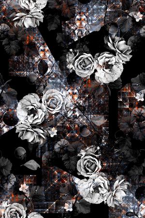 抽象花卉印花华亿平台图片