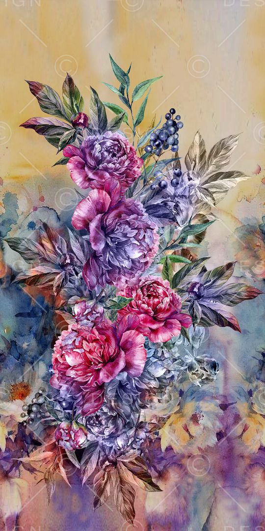 水彩花卉印花华亿平台图片