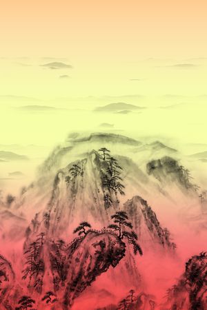 风景定位印花华亿平台图片