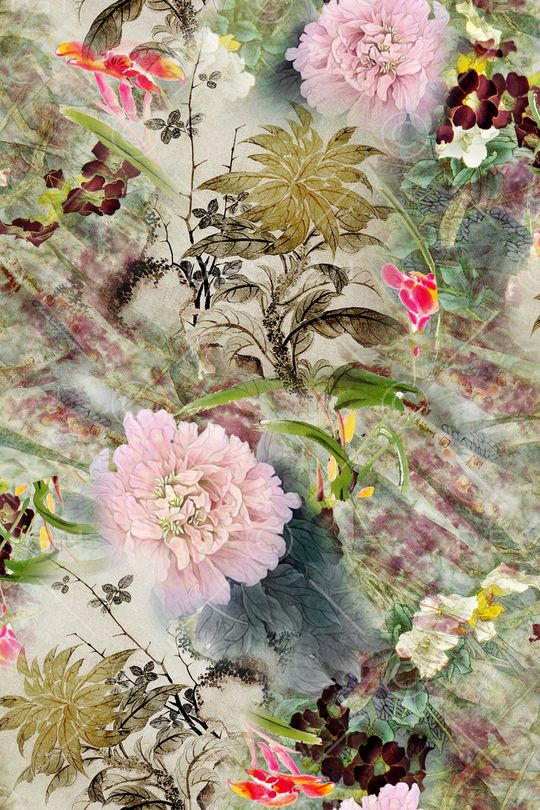 朦胧花卉印花华亿平台图片