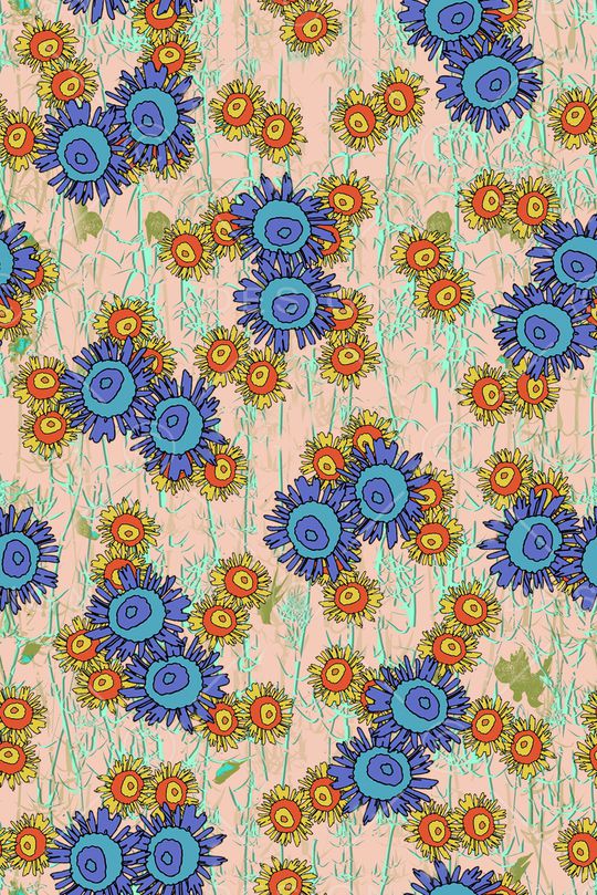 抽象花卉印花华亿平台图片