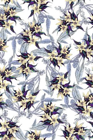 清爽底花卉印花华亿平台图片