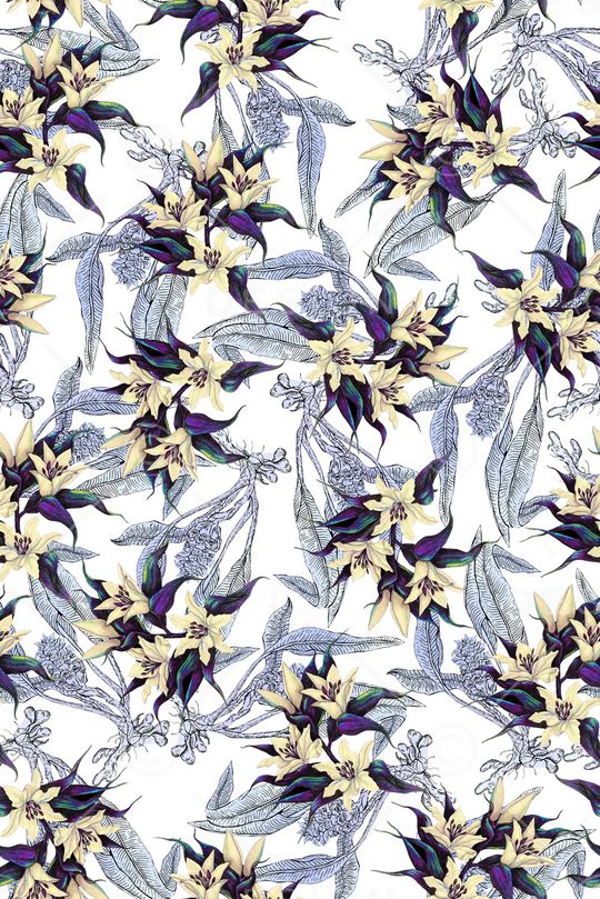 清爽底花卉印花华亿平台图片