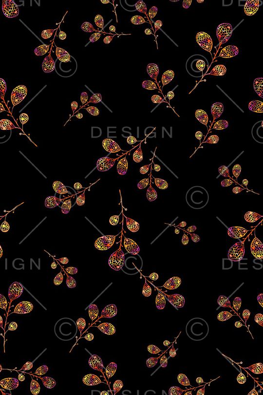 黑底花卉印花华亿平台图片