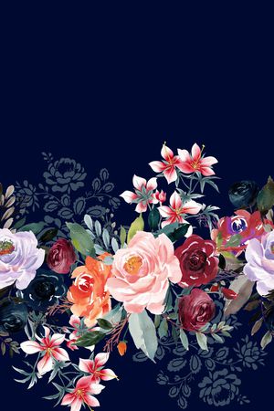 水彩花卉印花华亿平台图片