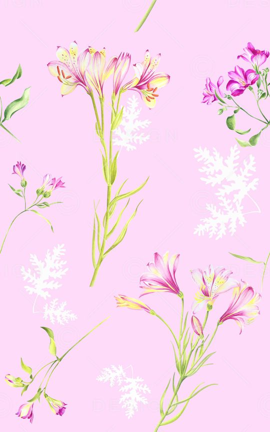 手绘花卉印花华亿平台图片