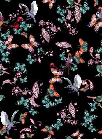 1086048-180620蝴蝶佩兹利回路黑色