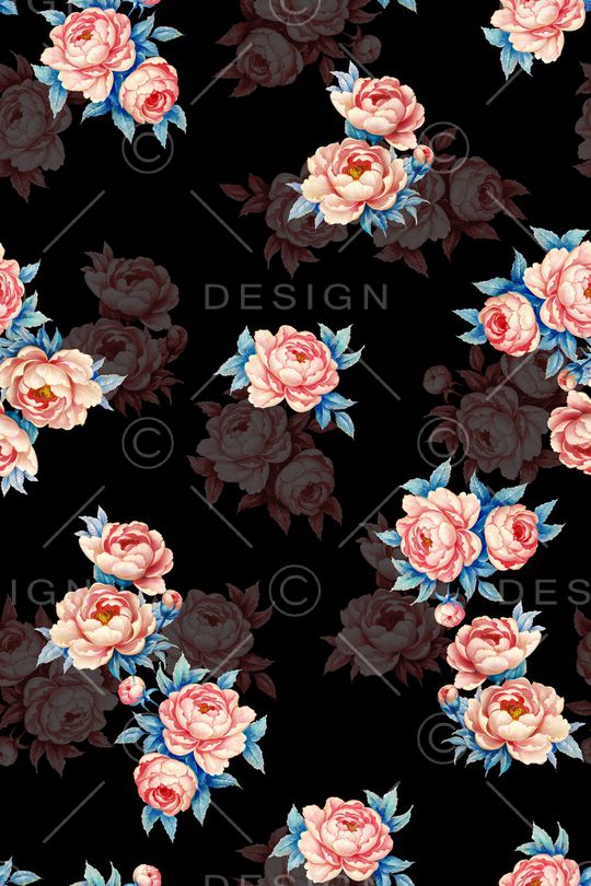 手绘花卉印花华亿平台图片