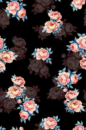 手绘花卉印花华亿平台图片