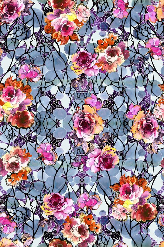 水彩花卉印花华亿平台图片