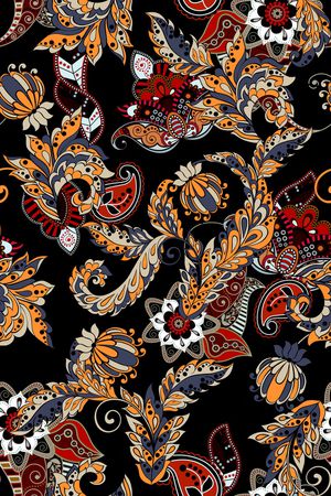 黑底花卉印花华亿平台图片