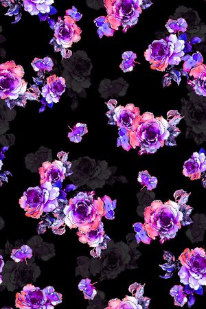 手绘花卉印花华亿平台图片