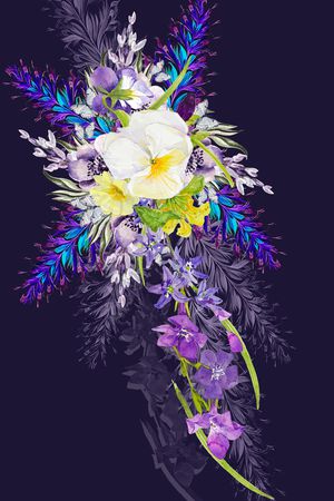 水彩花卉印花华亿平台图片