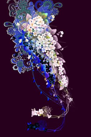 水彩花卉印花华亿平台图片