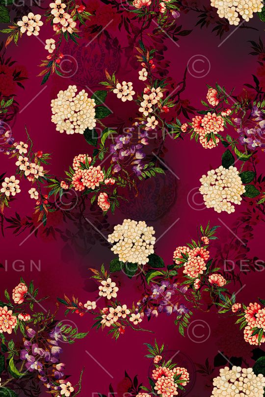 绣球花印花华亿平台图片