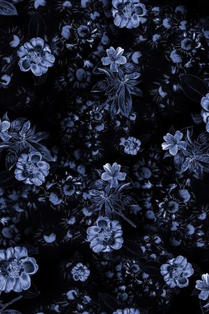 黑底花卉印花华亿平台图片