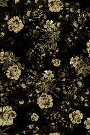 黑底花卉印花华亿平台图片