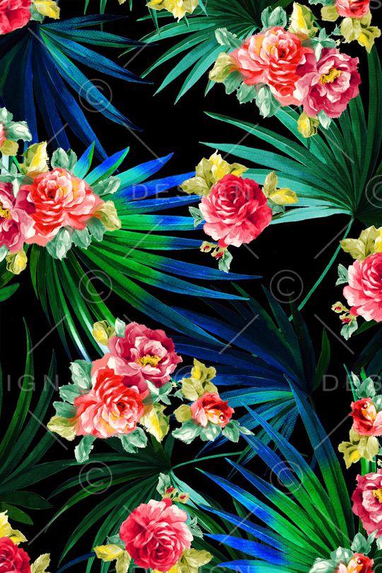 手绘花卉印花华亿平台图片