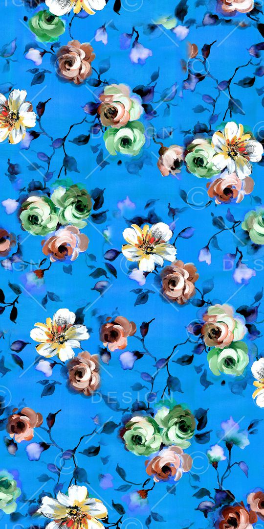 手绘花卉印花华亿平台图片