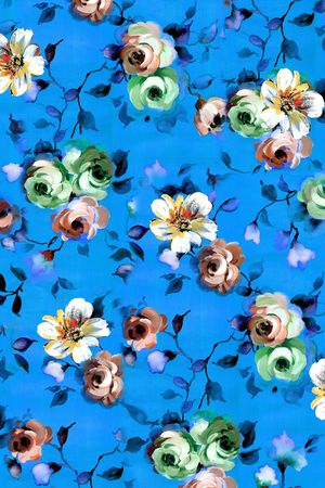 手绘花卉印花华亿平台图片