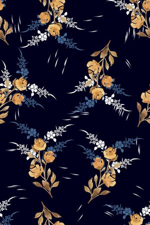 黑底花卉印花华亿平台图片