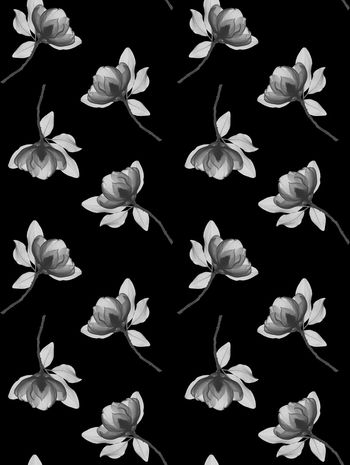 黑底花卉印花华亿平台图片