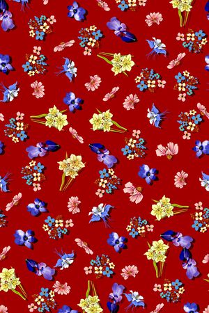 手绘花卉印花华亿平台图片