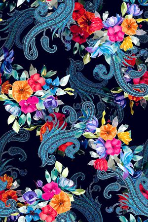 水彩花卉印花华亿平台图片