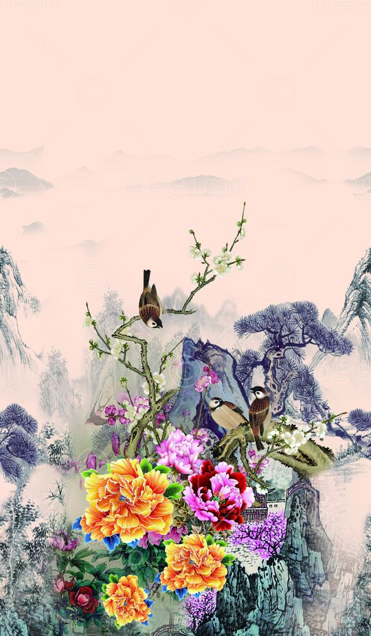 抽象花卉印花华亿平台图片