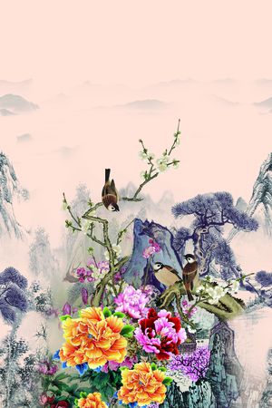 抽象花卉印花华亿平台图片