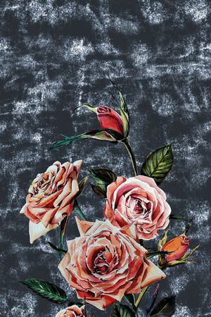 手绘花卉印花华亿平台图片