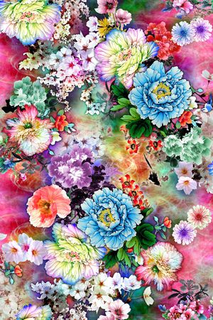 民族花卉印花华亿平台图片