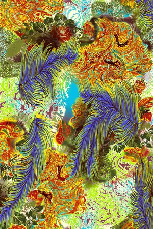 羽毛印花华亿平台图片