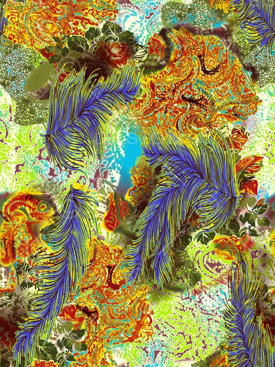 羽毛印花华亿平台图片